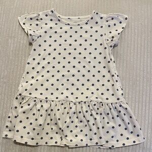 Girl’s Cream Polka Dot Ruffle Dress Flutter Sleeves By Wonder Nation Size 2T
